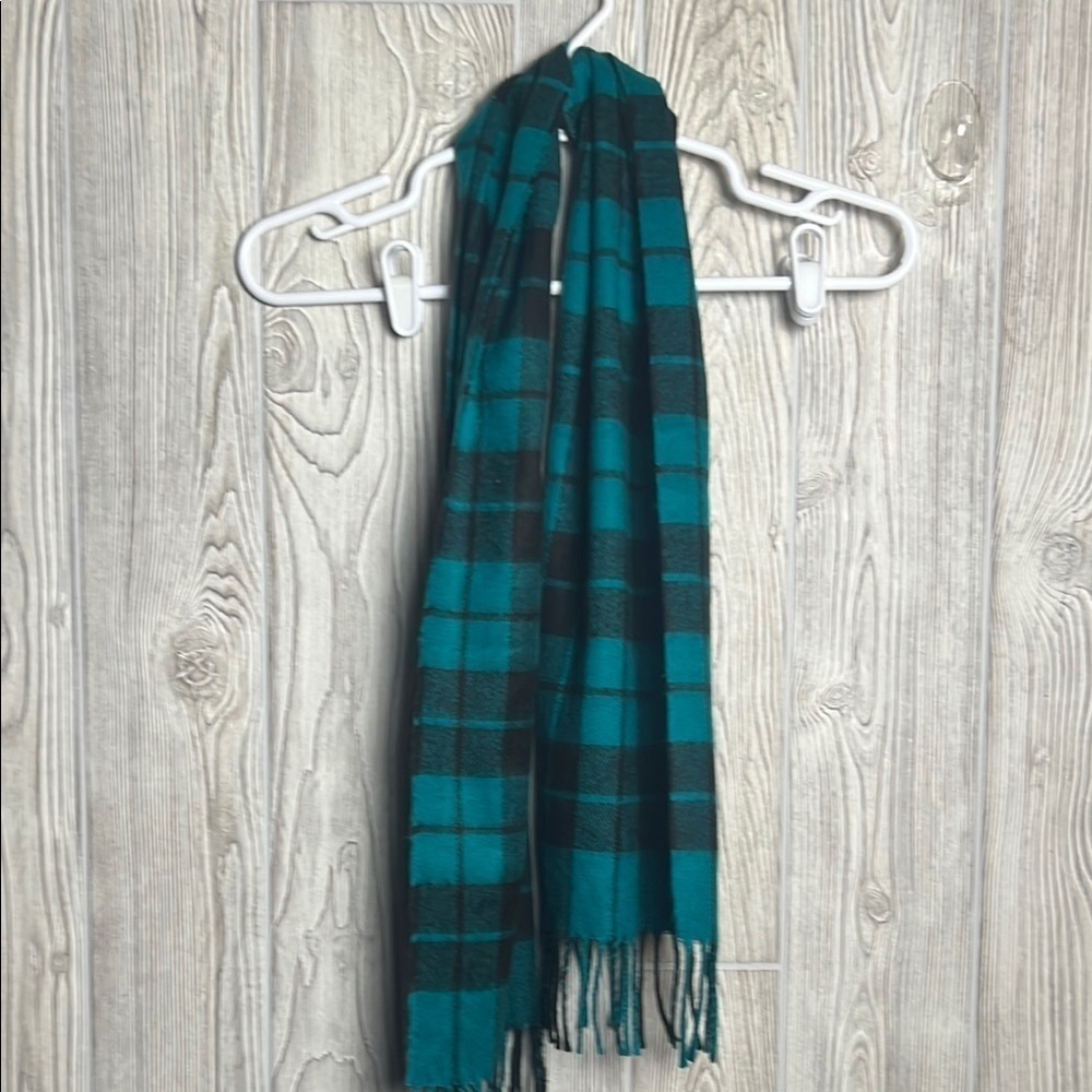 Christian Dior Monsieur Scarf Green Plaid Print Raw Edges Vintage